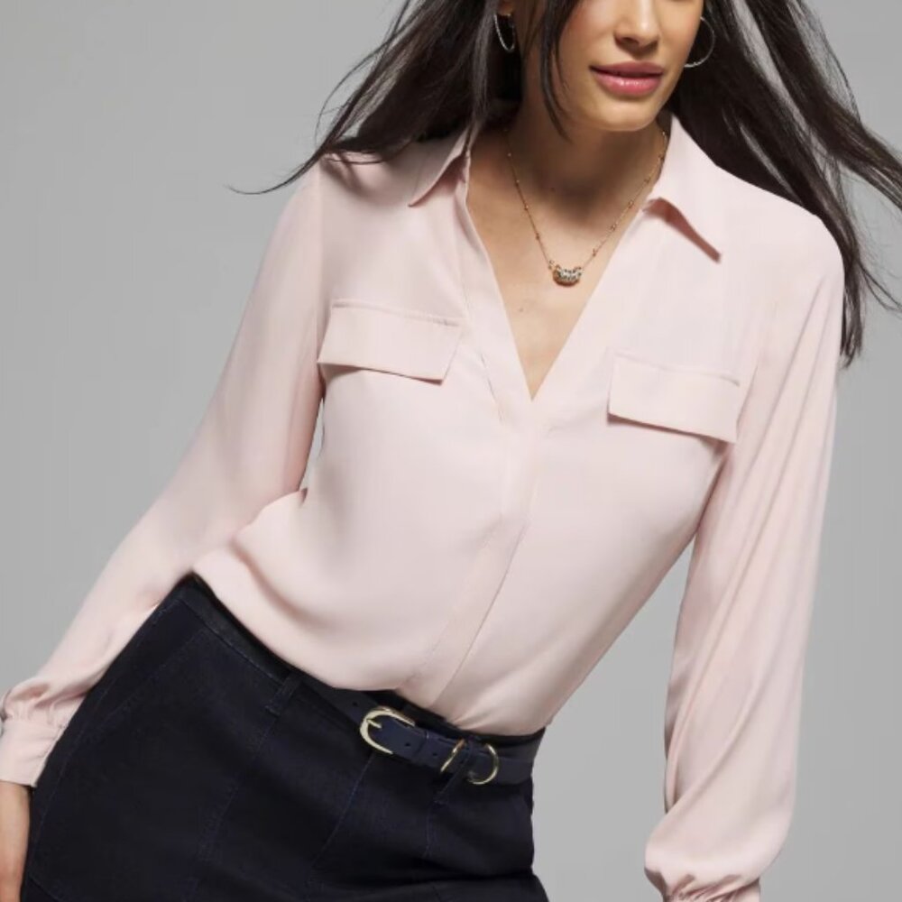 WHBM Utility Long Sleeve Blouse